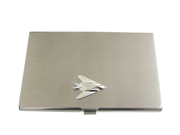 Silver Toned Stealth Fighter Plane Business Card Holder