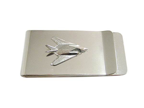 Silver Toned Stealth Fighter Plane Money Clip