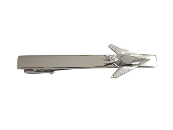Silver Toned Stealth Fighter Plane Square Tie Clip