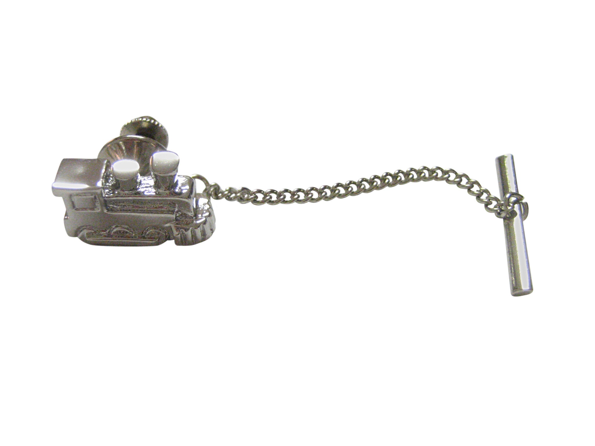 Silver Toned Steam Train Tie Tack