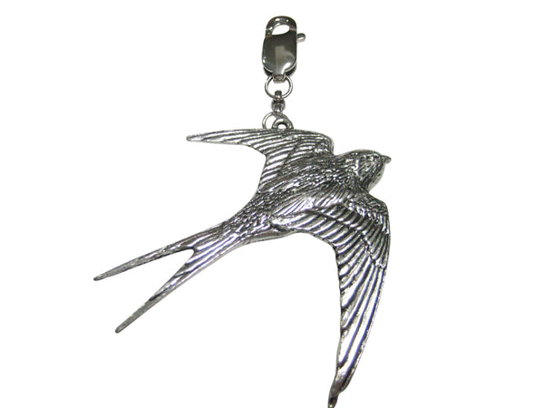 Silver Toned Swallow Bird Pendant Zipper Pull Charm