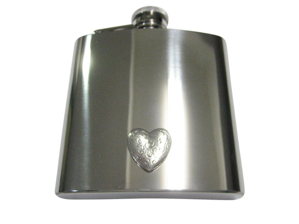 Silver Toned Swirly Heart 6oz Flask