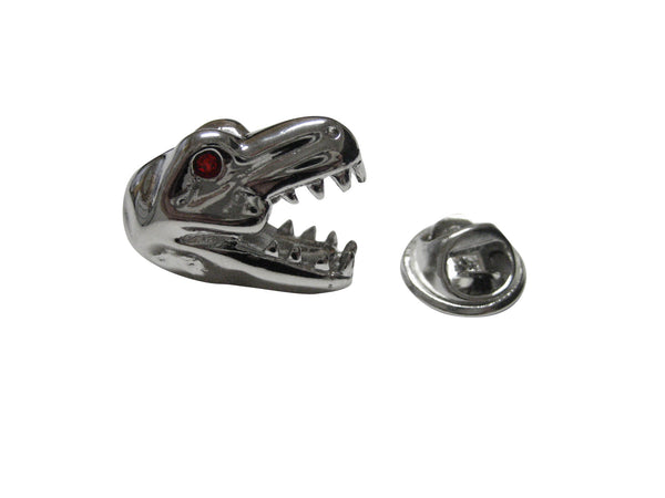 Silver Toned T Rex Dinosaur Head Lapel Pin