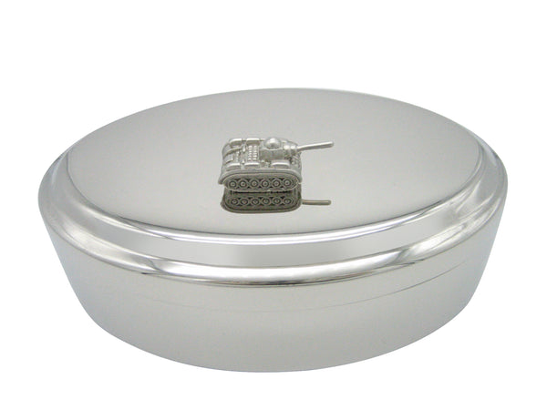 Silver Toned Tank Oval Trinket Jewelry Box