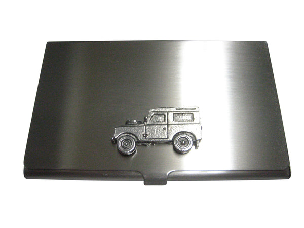 Silver Toned Textured 4x4 Exploring Rugged Truck Business Card Holder