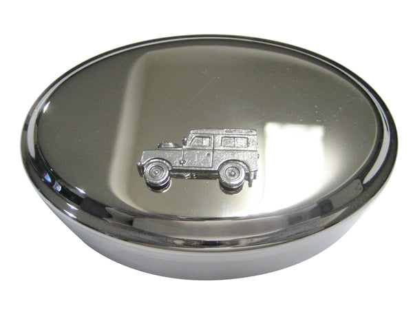 Silver Toned Textured 4x4 Exploring Rugged Truck Oval Trinket Jewelry Box