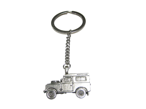 Silver Toned Textured 4x4 Exploring Rugged Truck Pendant Keychain