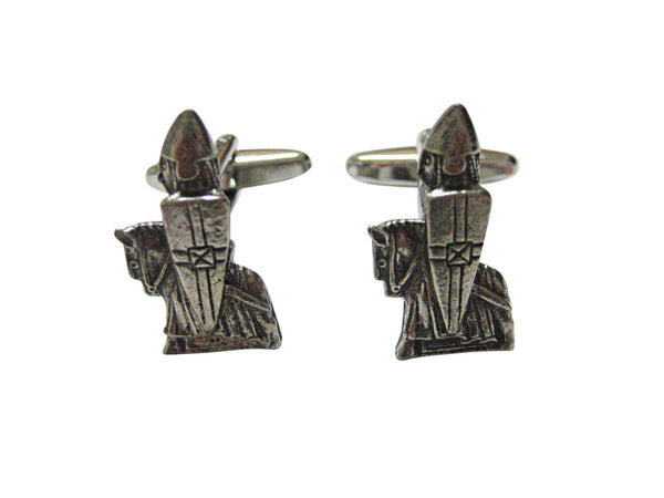 Silver Toned Textured Ancient Knight Cufflinks