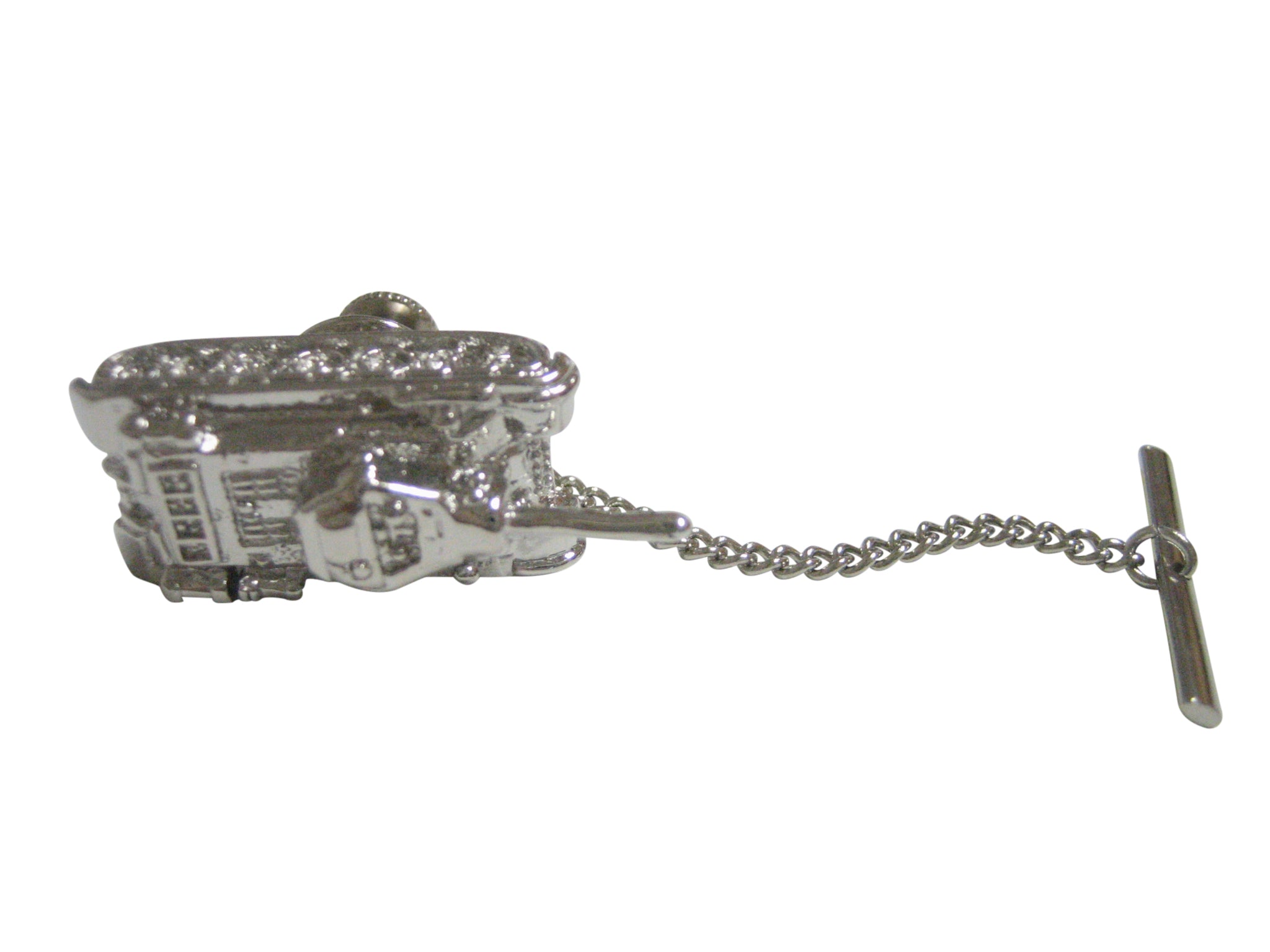 Silver Toned Textured Armor War Tank Tie Tack