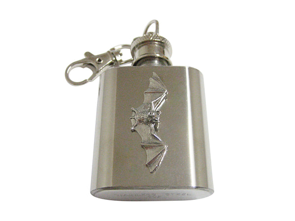 Silver Toned Textured Bat 1 Oz. Stainless Steel Key Chain Flask