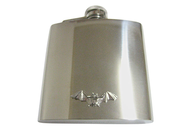 Silver Toned Textured Bat 6 Oz. Stainless Steel Flask