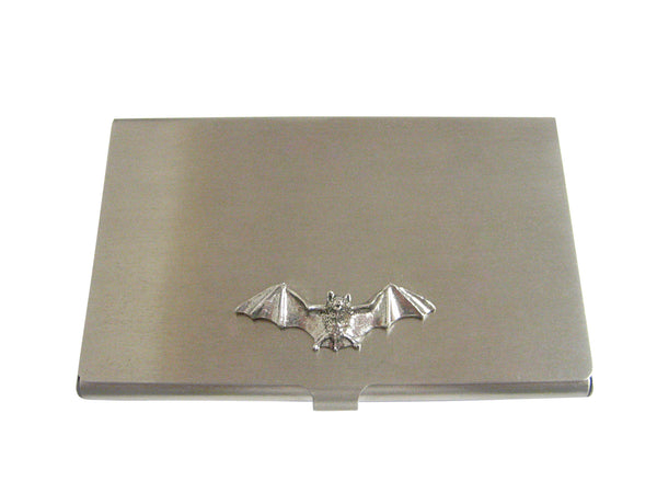 Silver Toned Textured Bat Business Card Holder