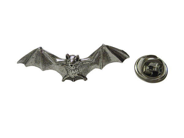 Silver Toned Textured Bat Lapel Pin