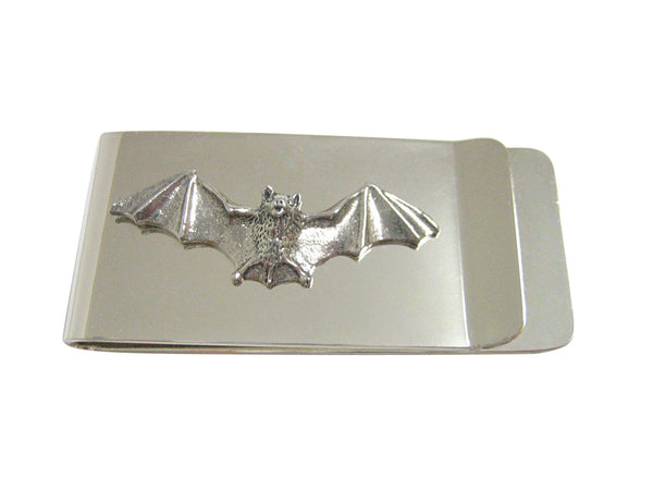 Silver Toned Textured Bat Money Clip