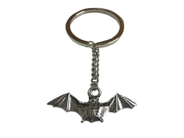 Silver Toned Textured Bat Pendant Keychain