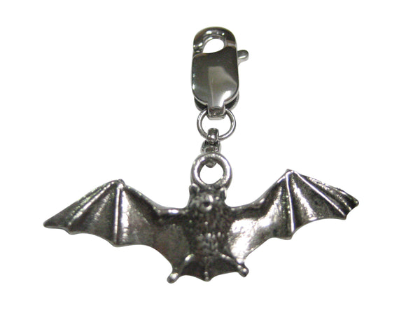 Silver Toned Textured Bat Pendant Zipper Pull Charm