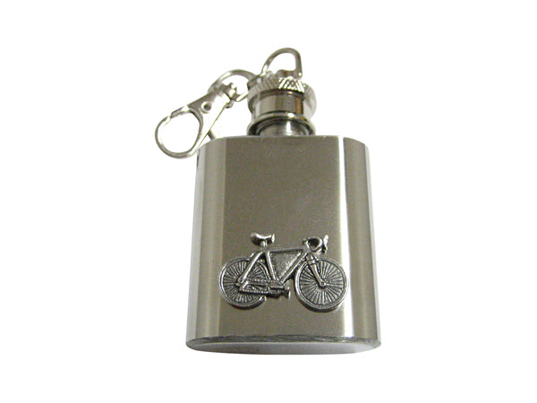 Silver Toned Textured Bicycle 1 Oz. Stainless Steel Key Chain Flask