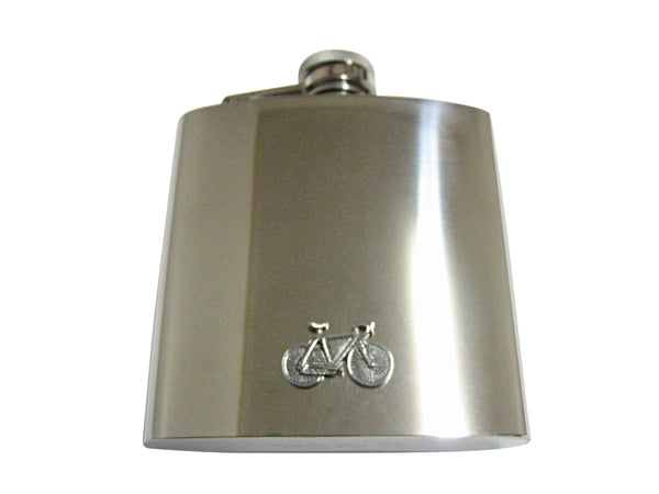 Silver Toned Textured Bicycle 6 Oz. Stainless Steel Flask