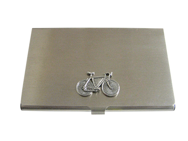 Silver Toned Textured Bicycle Business Card Holder