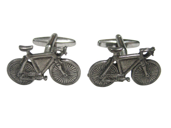 Silver Toned Textured Bicycle Cufflinks