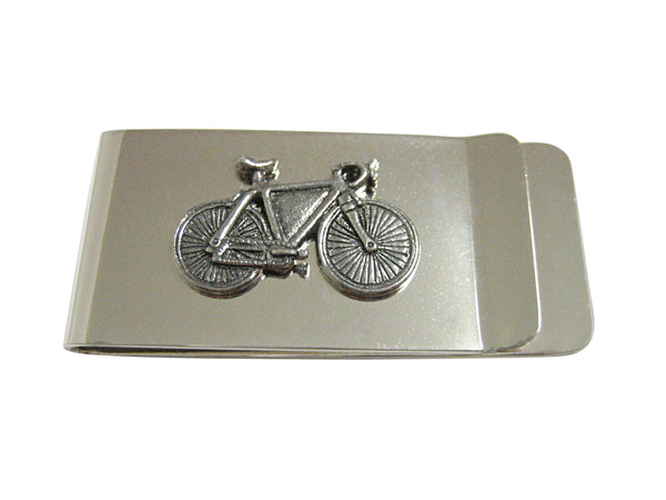 Silver Toned Textured Bicycle Money Clip