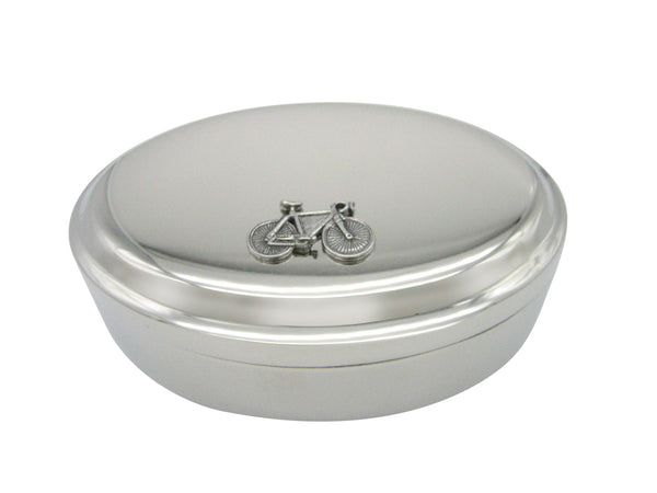 Silver Toned Textured Bicycle Oval Trinket Jewelry Box