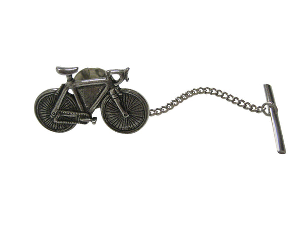 Silver Toned Textured Bicycle Tie Tack