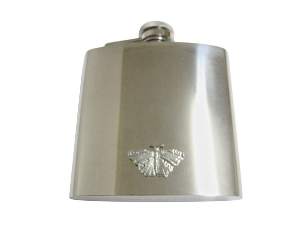 Silver Toned Textured Butterfly 6 Oz. Stainless Steel Flask