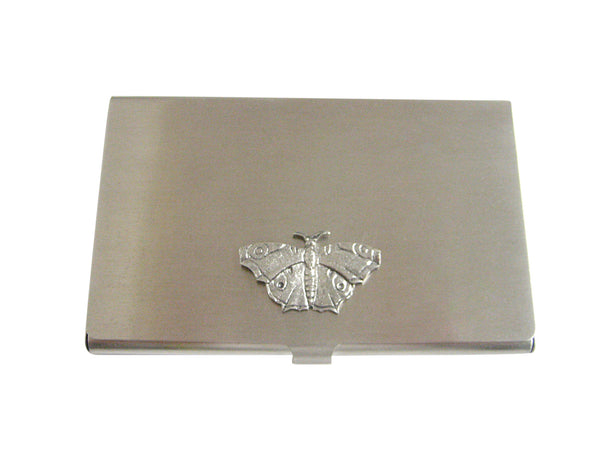 Silver Toned Textured Butterfly Business Card Holder