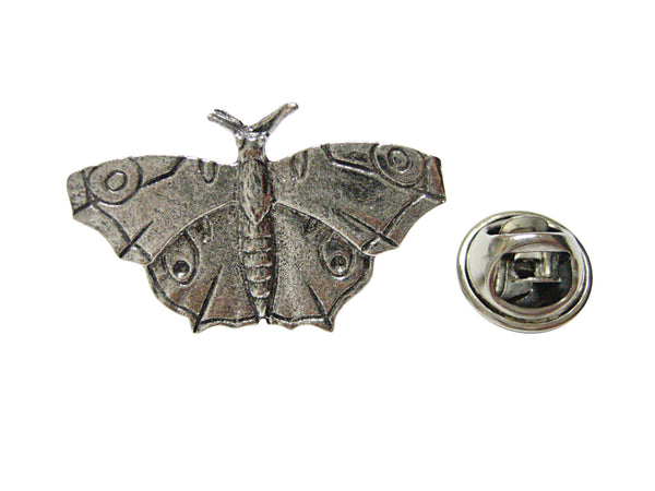 Silver Toned Textured Butterfly Lapel Pin