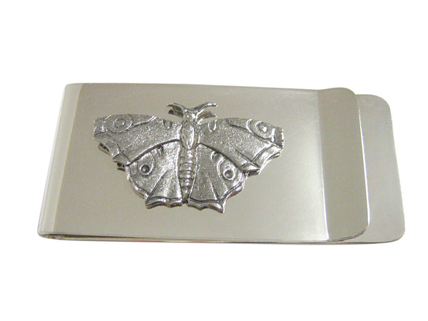 Silver Toned Textured Butterfly Money Clip