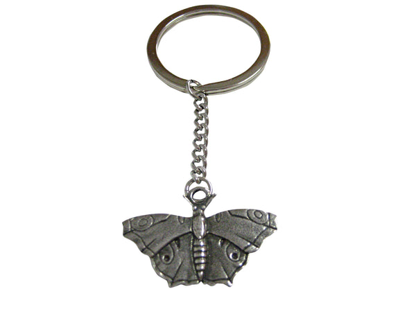 Silver Toned Textured Butterfly Pendant Keychain
