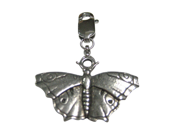 Silver Toned Textured Butterfly Pendant Zipper Pull Charm