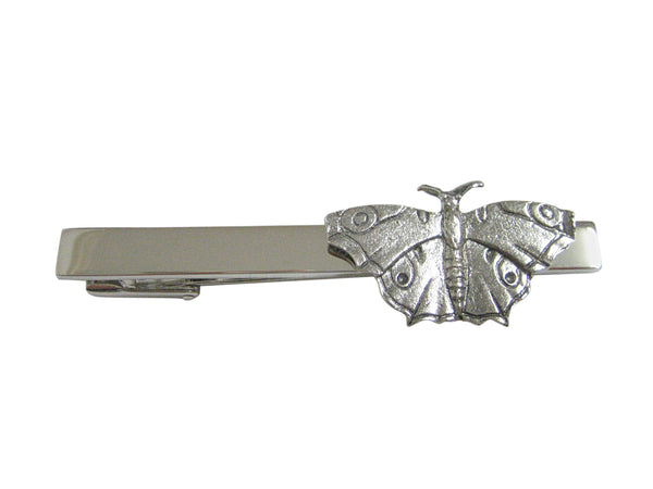 Silver Toned Textured Butterfly Square Tie Clip