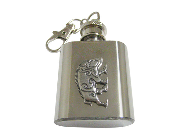 Silver Toned Textured Celtic Boar 1 Oz. Stainless Steel Key Chain Flask