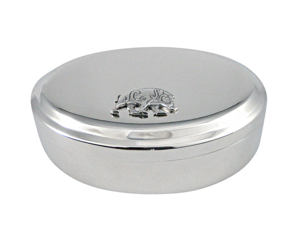 Silver Toned Textured Celtic Boar Pendant Oval Trinket Jewelry Box