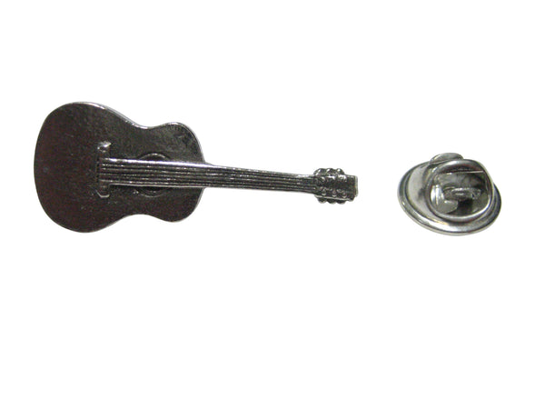 Silver Toned Textured Classic Guitar Lapel Pin