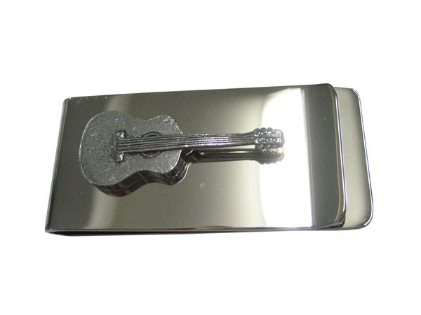 Silver Toned Textured Classic Guitar Money Clip