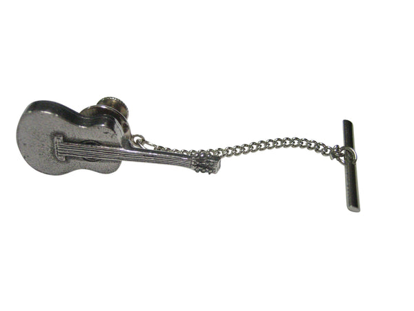 Silver Toned Textured Classic Guitar Tie Tack