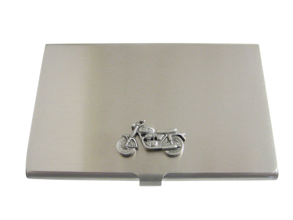 Silver Toned Textured Classic Motorcycle Business Card Holder