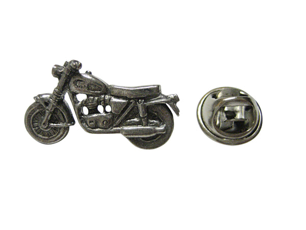 Silver Toned Textured Classic Motorcycle Lapel Pin