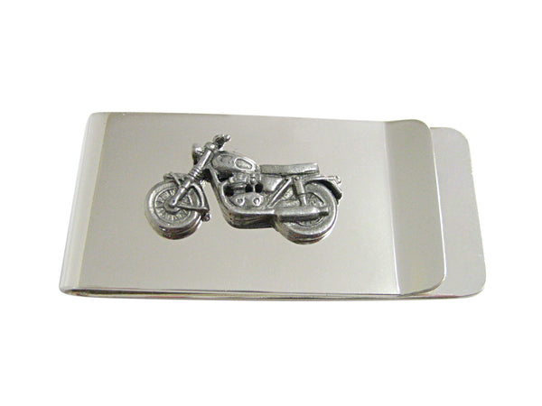 Silver Toned Textured Classic Motorcycle Money Clip