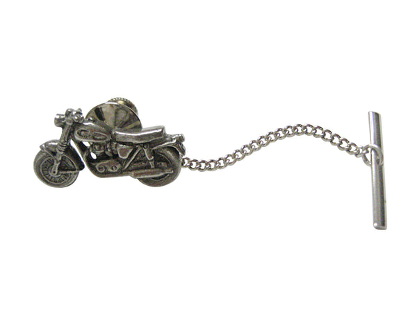 Silver Toned Textured Classic Motorcycle Tie Tack