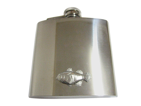 Silver Toned Textured Clownfish 6 Oz. Stainless Steel Flask