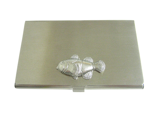 Silver Toned Textured Clownfish Business Card Holder