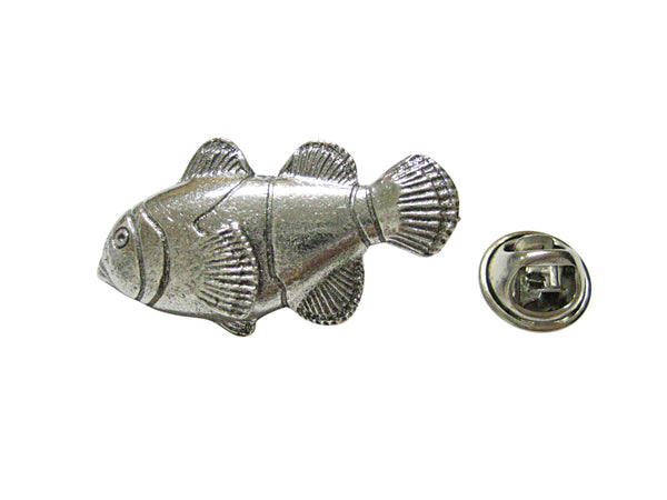 Silver Toned Textured Clownfish Lapel Pin