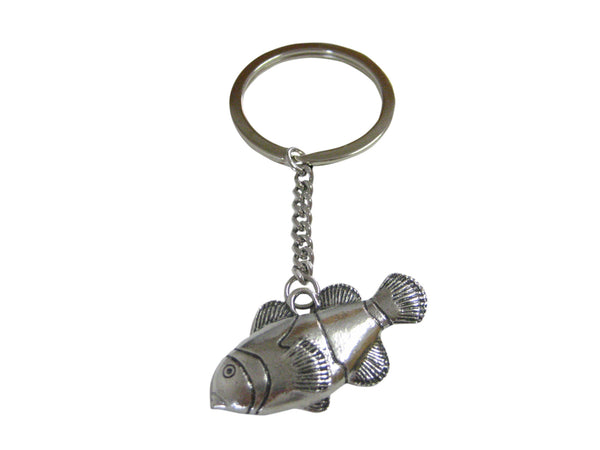 Silver Toned Textured Clownfish Pendant Keychain