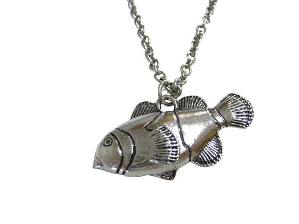 Silver Toned Textured Clownfish Pendant Necklace