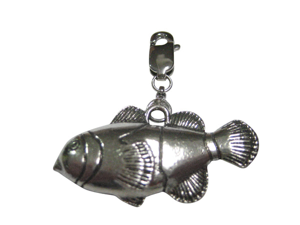 Silver Toned Textured Clownfish Pendant Zipper Pull Charm