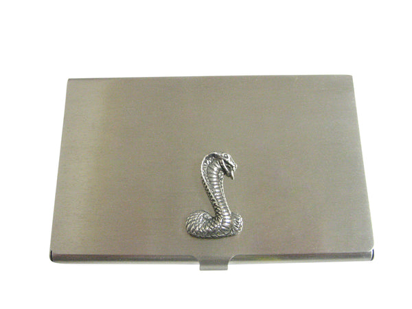 Silver Toned Textured Cobra Snake Business Card Holder